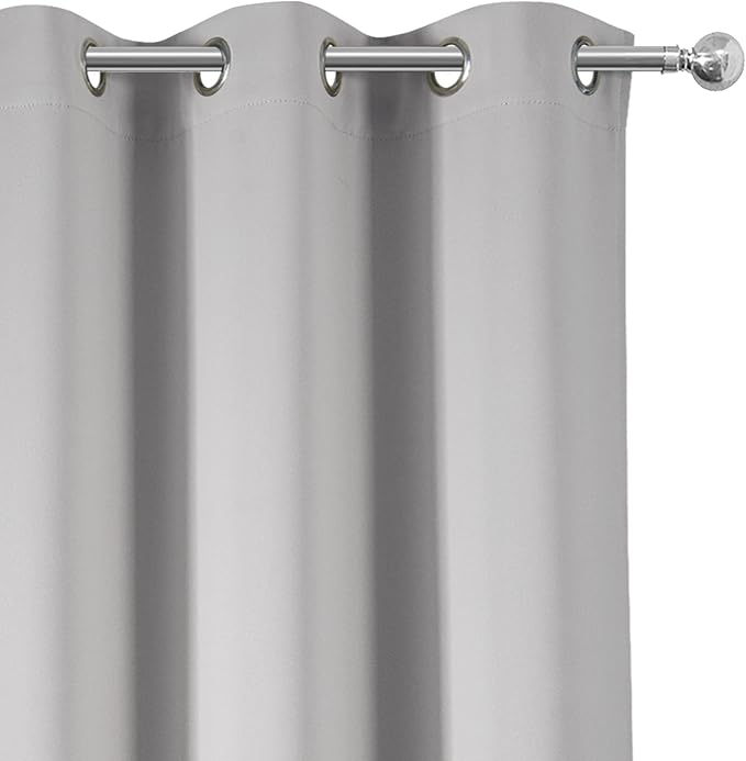 LEMOMO Light Grey Thermal Blackout Curtains/42 x 72 Inch/Set of 2 Panels Room Darkening Curtains for Bedroom