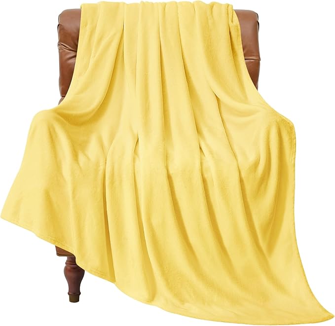 BEDELITE Fleece Blanket Twin Size Light Yellow Throw Blankets for Couch & Bed, Luxury Plush Cozy Fuzzy Blanket 60x80 inches, Super Soft Warm Lightweight Throw Blanket for Travel Camping