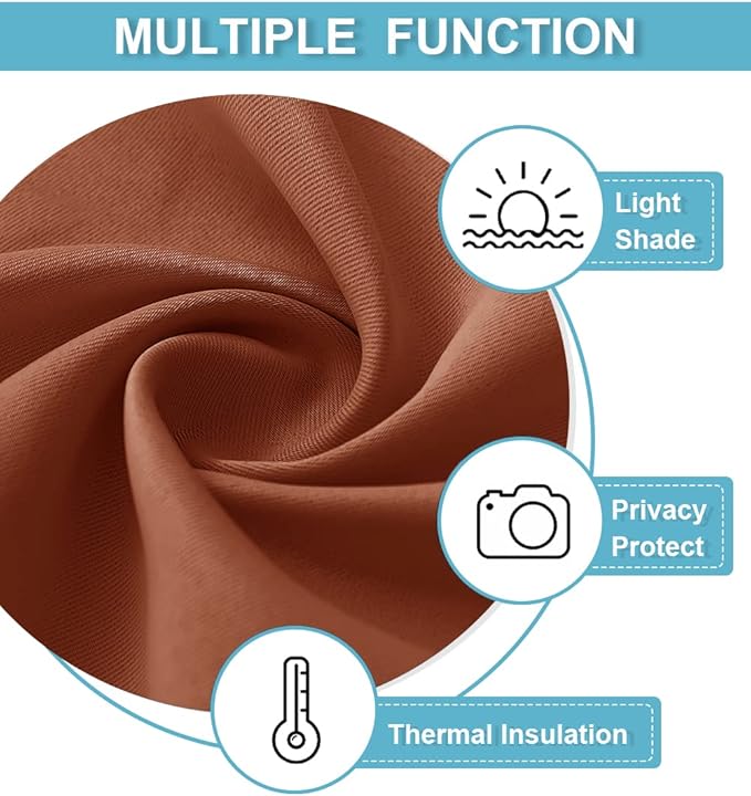 RYB HOME 54 inch Blackout Curtains for Living Room, Rod Pocket Thermal Insulated Small Window Drapes Room Darkening Shades for Bedroom Studio Dorm, W 42 x L 54 inch, Set of 2 Panels, Burnt Orange