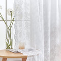 YJ YANJUN Vintage Lace Curtains 72 Inches Long- Victorian Floral Pattern White Sheer Curtain Panels for Patio Door Living Room Bedroom,Light Filtering, French Country Drapes 2 Panels 52W x 72L