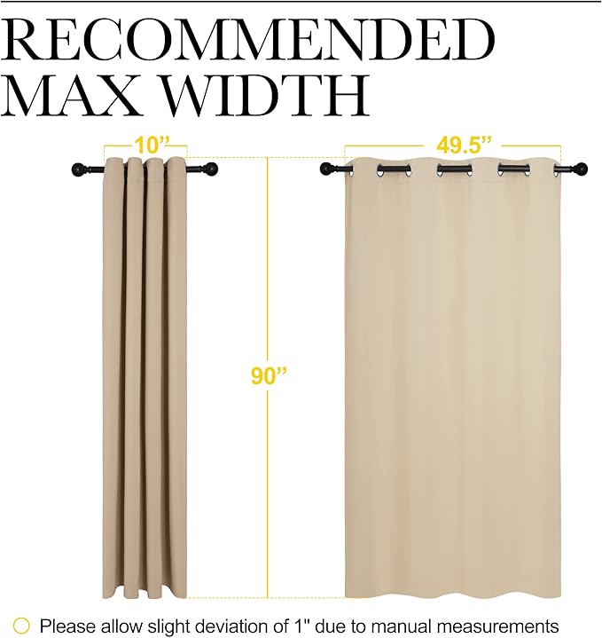 NICETOWN Bedroom Room Darkening Curtains - Triple Weave Microfiber Grommet Top Thermal Insulated Solid Panels/Drapes for Kid's Room (Biscotti Beige, 1 Pair, 55 inches by 90 Inch)