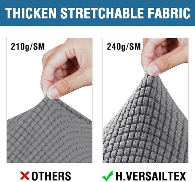 H.VERSAILTEX 4 Piece Stretch Sofa Covers for 3 Cushion Couch Covers for Living Room Furniture Slipcovers (Base Cover Plus 3 Seat Cushion Covers) Upgraded Thicker Jacquard Fabric (Sofa, Grey)
