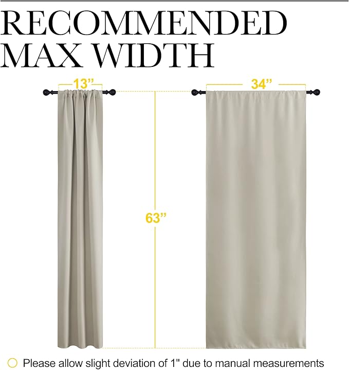 NICETOWN Blackout Curtains for Living Curtains, Room Darkening Window Curtain Panels, Easy-Care Solid Thermal Insulated Draperies/Drapes for Daughter Room (Natural, 2 Panels, 34 by 63)