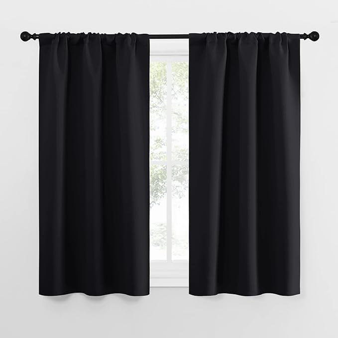 NICETOWN Black Out Curtain Panels for Kitchen - Energy Smart Decoration Thermal Insulating Blackout Drapes/Draperies for Small Window (2 Panels, 34 in x 54 in (W x L))