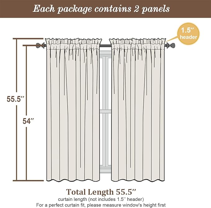 Chyhomenyc Sheer Curtains 54 Inch Long 2 Panels Set, Light Filtering Short Soft Airy Short Cafe Curtains, Modern Rod Pocket for Dinning Living Room Bedroom, Each 42Wx54L in, 2PCS, Lime