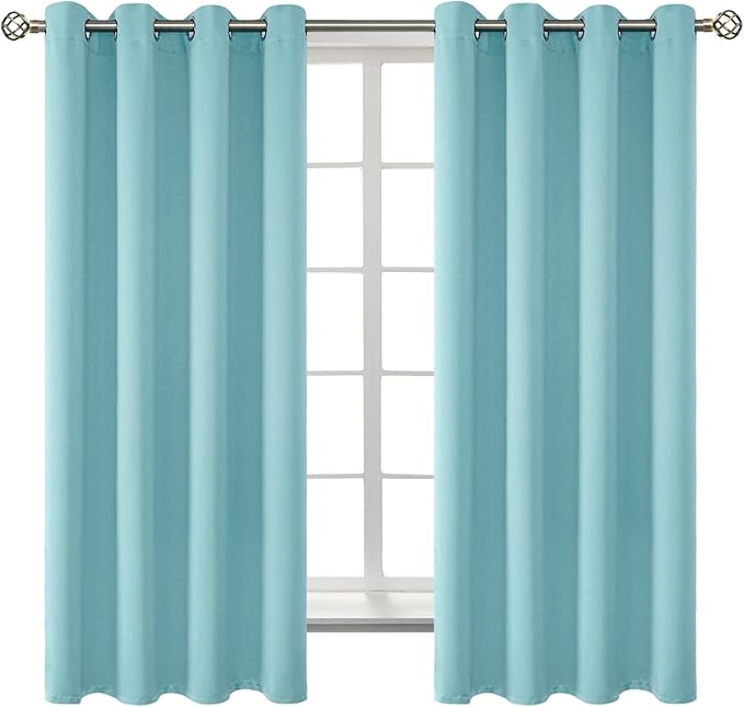 BGment Blackout Curtains - Grommet Thermal Insulated Room Darkening Bedroom and Living Room Curtains, Set of 2 Panels (52 x 63 Inch, Baby Blue)