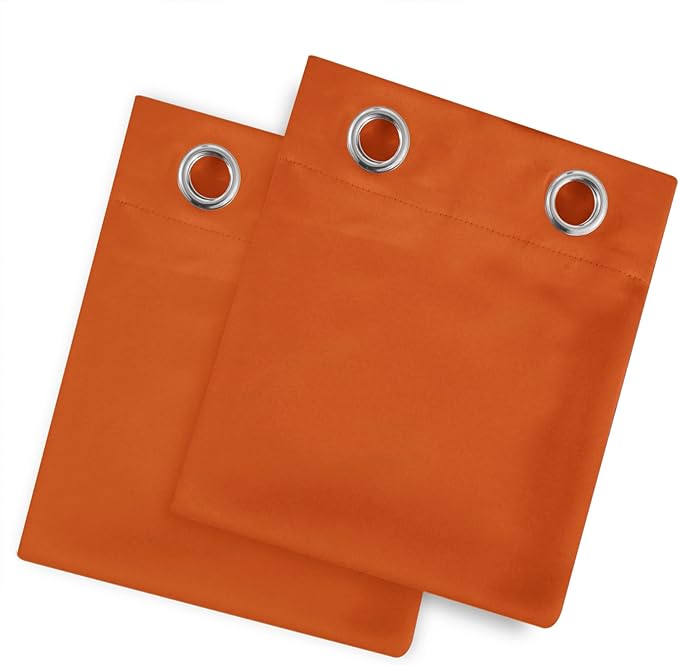 LEMOMO Orange Blackout Curtains 42 x 54 Inch Length Set of 2 Panels Grommet Bedroom Curtains for Living Room