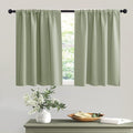 RYB HOME Short Sage Green Blackout Curtains for Small Bedroom Window, Insulating UV Blocking Drapes for Kitchen Cafe Basement Garage, Privacy Tiers for Bathroom Window, Width 42 by Length 36, Set of 2