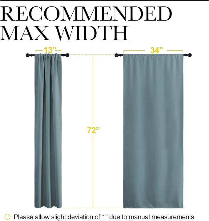 NICETOWN Greyish Blue Blackout Curtains Panels for Window, Thermal Insulated Rod Pocket Blackout Drapes/Draperies for Living Room (2 Panels, W34 x L72 inches)