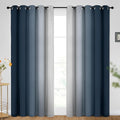 SimpleHome Ombre Room Darkening Curtains for Bedroom, Gradient Navy Blue to Grey White Light Blocking Thermal Insulated Grommet Window Curtains/Drapes for Living Room,2 Panels, 62x96 inches Length