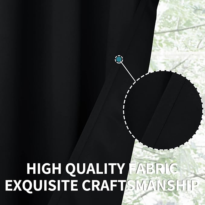 BGment Blackout Curtains - Grommet Thermal Insulated Room Darkening Bedroom and Living Room Curtains, Set of 2 Panels (52 x 120 Inch, Black)