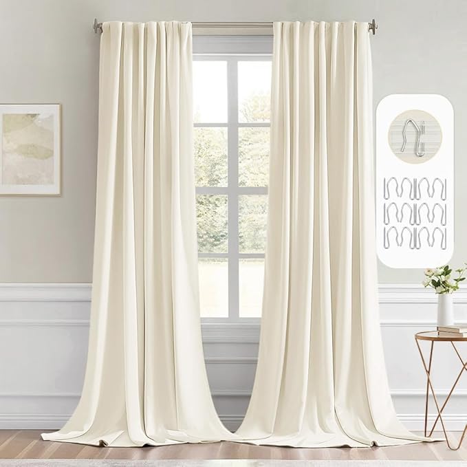 MIULEE Birch Back Tab Blackout Curtains 102 Inch Long 2 Panels Set for Bedroom, Rod Pocket/Pinch Pleated Thermal Insulated Living Room Darkening Light Blocking Floor to Ceiling Drapes