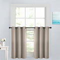 Yakamok Kitchen Bathroom Window Curtains - Grommet Blackout Curtains Small Window Short Drapes for Bedroom Living Room Kids Nursery Room(2 Panels,Natural,42x36 Inch)