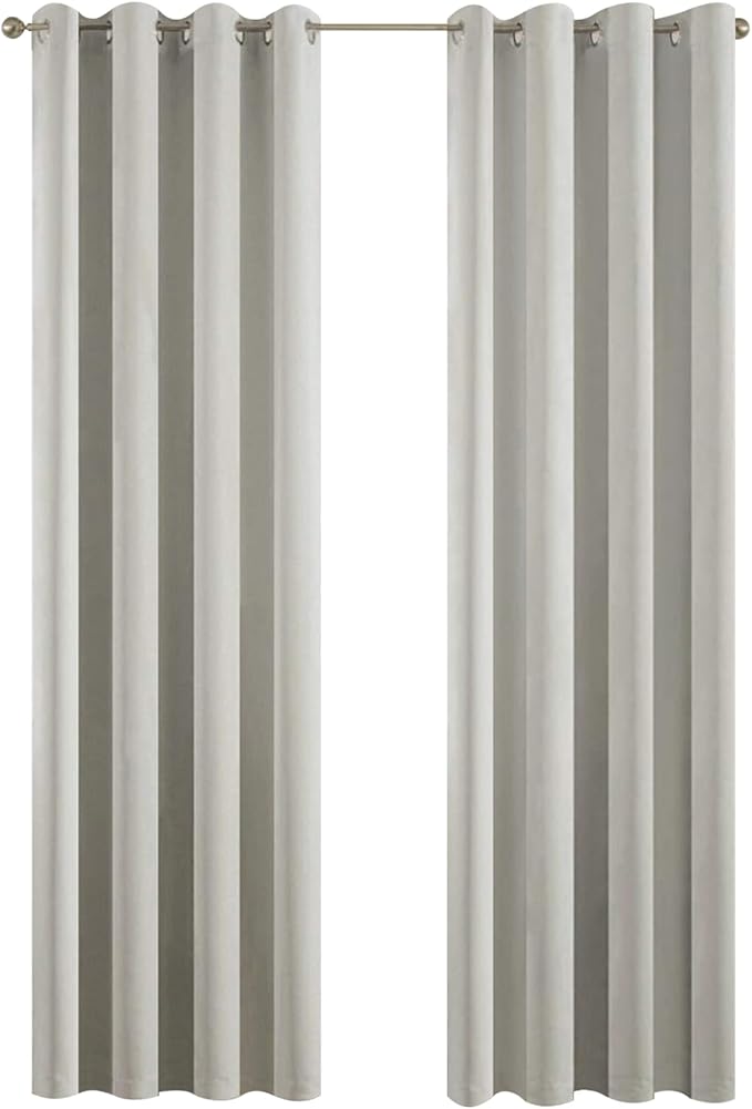 Yakamok Light Beige Curtains for Bedroom,Thermal Insulated Room Darkening Drapes for Living Room(38Wx90L, Light Beige, 2 Panels)