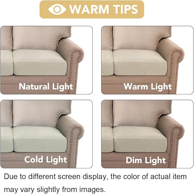 H.VERSAILTEX Super Stretch Couch Cushion Covers Sofa Cushion Slipcovers Jacquard Fabric Individual Seat Couch Slipcover Sets for Pets with Elastic Bottom(3 Packs Cushion Sofa Covers, Island Fossi)