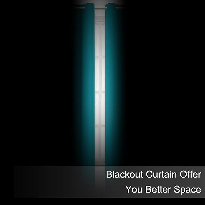 LEMOMO Blackout Curtains 66 x 84 inch/Teal Curtains Set of 2 Panels/Thermal Insulated Room Darkening Bedroom Curtains