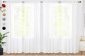 SpaceDresser Sheer White Curtains 4 Panels Rod Pocket Semi-Sheer Curtain 84 Inches Long Light Filtering Voile Window Drapes for Bedroom Living Room Kitchen, Each 52W x 84L