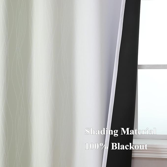 Estelar Textiler Sage Green and Greyish White Ombre Blackout Curtains 45 Inch Length 2 Panels, Full Room Darkening Drapes for Kitchen, Thermal Insulated Grommet Short Curtains for Bathroom,42Wx45L