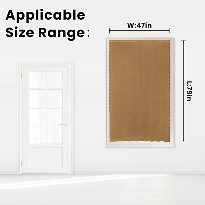 Self Adhesive Curtains, Stick Curtain Blackout Shades Window Cover Curtains for Living Room No Drilling, 47" W X 79" L, Brown, 1 Panel