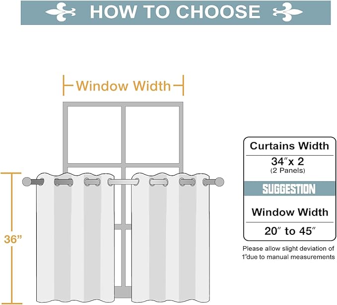 ChrisDowa Small Window Curtains for Kitchen and Bedroom - Grommet Short Thermal Insulated Room Darkening Curtains (2 Panels, Cappuccino, 34 x 36 Inch)