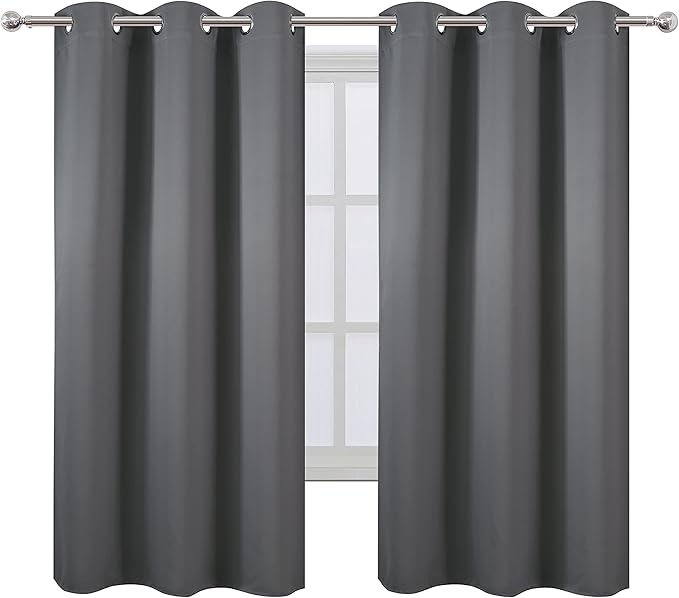 LEMOMO Frost Grey Thermal Blackout Curtains/38 x 63 Inch/Set of 2 Panels Room Darkening Curtains for Bedroom