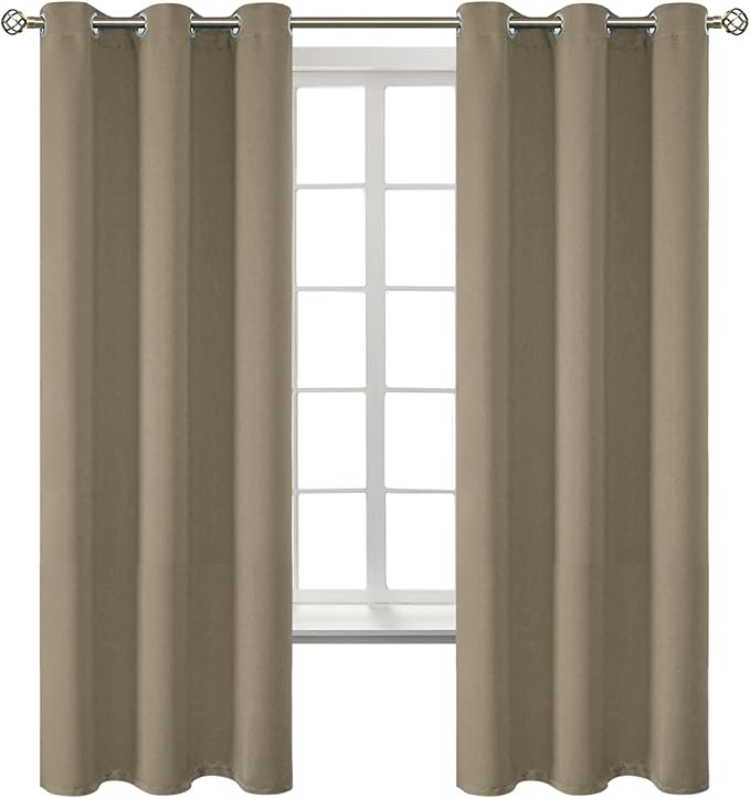 BGment Room Darkening Curtains 63 Inches Long - Grommet Thermal Insulated Drapes Window Treatment Curtains for Bedroom, 2 Panels, 38 x 63 Inch, Cocoa