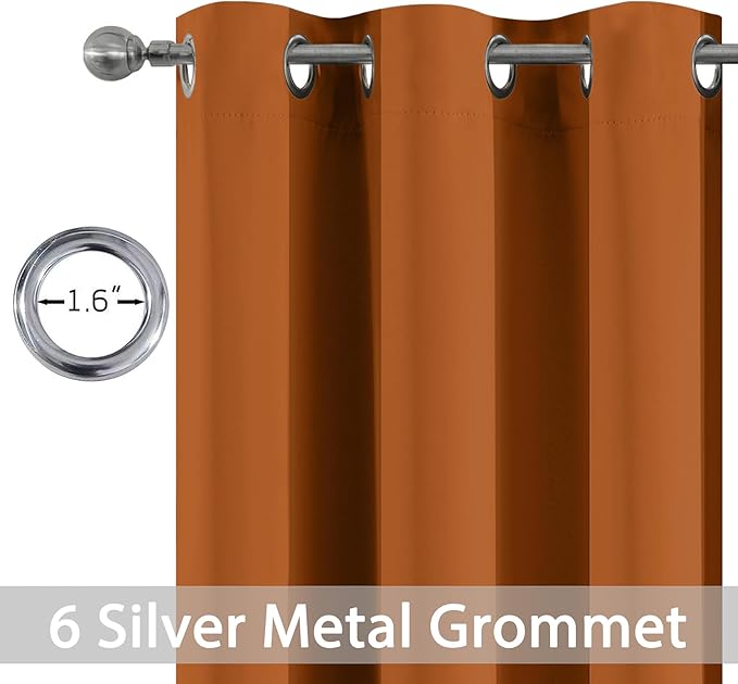 Yakamok Blackout Curtains for Bedroom,Thermal Insulated Blackout Grommet Top Drapes for Living Room, Burnt Orange,38x84 Inch, 2 Panels