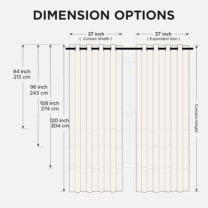 Joydeco Blackout Curtains 95 Inches Long 2 Panels Set, Thermal Insulated Long Curtains& Drapes 2 Burg, Room Darkening Drapes for Bedroom Living Room (Black, W37 x L95 Inch)