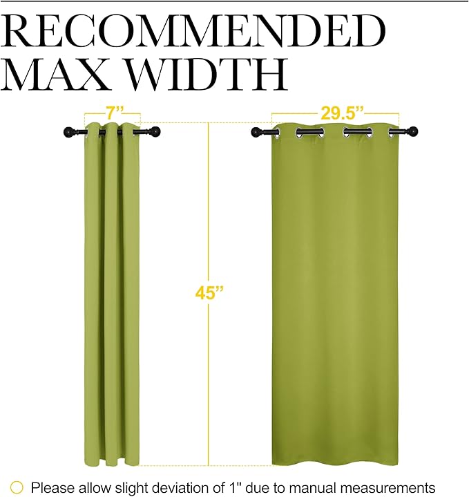 NICETOWN Blackout Curtain Panels for Loft, Thermal Insulated Window Decoration Blackout Draperies/Drapes (1 Pair, 34 x 45 inches in Fresh Green)