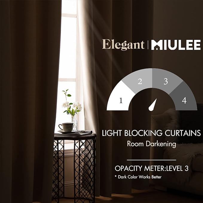MIULEE Room Darkening Curtains Thermal Insulated Drapes Solid Window Treatment Set Grommet Top Light Blocking Blackout Curtain for Living Room/Bedroom 2 Panels 66 x 84 inch Beige