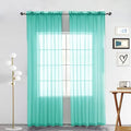 SpaceDresser Sheer Voile Window Treatment Rod Pocket Curtain Panels for Kitchen Bedroom Living Room Drapes Sunlight Filtering Privacy Semi Home Decor Assorted Colors Sizes (Turquoise, 52 W x 90 L)