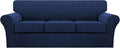 Turquoize 4 Piece Sofa Covers for 3 Cushion Couch Sofa Slipcover Soft Couch Cover for Dogs Washable Furniture Cover with 3 Individual Large Cushion Covers Feature Fabric (Large Sofa, Navy)