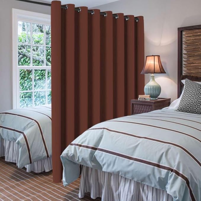 H.VERSAILTEX Blackout Patio Curtains 100 x 108 Inches for Sliding Door Extral Wide Blackout Curtain Panels Thermal Insulated Room Divider - Grommet Top, 9' Tall by 8.5' Wide - Rust