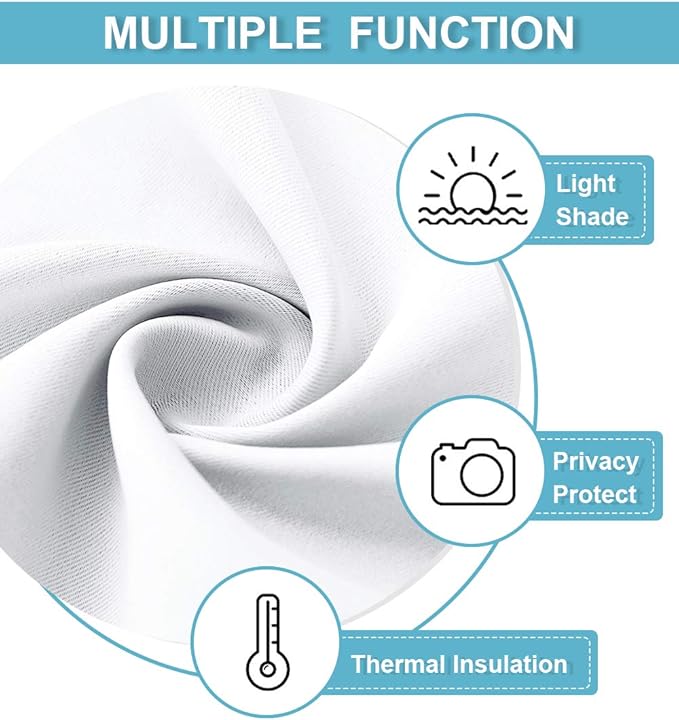RYB HOME Curtains for Bedroom Living Room 72 inches Long, Thermal Insulated Privacy Rod Pocket Drapes for Nursery Office Home Theater, Width 42 by Length 72, Pure White, 2 Panels