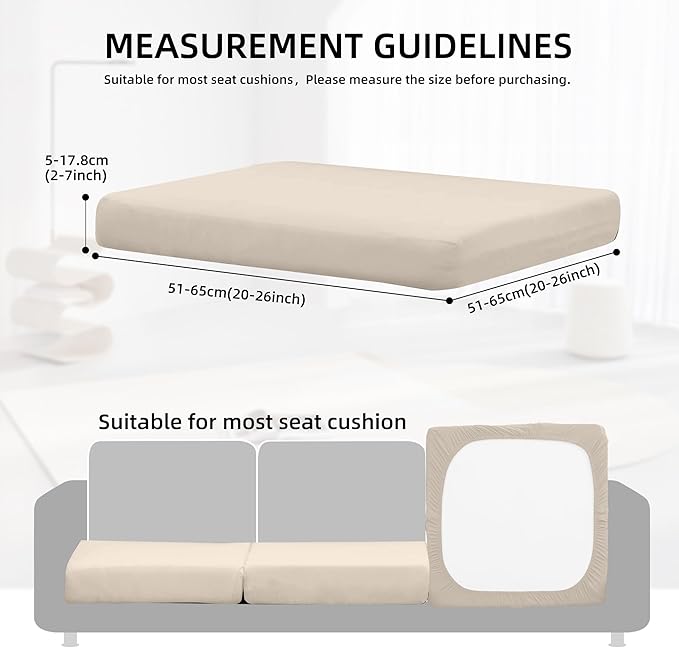 14Pcs Outdoor Cushion Covers, Patio Cushion Covers,Stretch Elastic Slipcovers, Replacement Washable & Reusable Furniture Protector for Patio Couch (Beige,Cover Only)