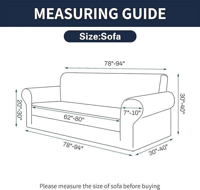 Cupuamon 2026 New Stretch Sofa Slipcovers Couch Cover for 3 Cushion Furniture Protector Sofa Covers with Elastic Bottom Jacquard Fabric Small Checks for Pets, Kids -Sofa, Navy