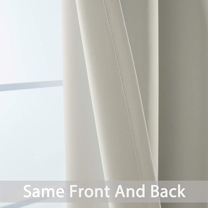 Yakamok Blackout Curtains for Bedroom,Room Darkening Thermal Insulated Grommet Top Drapes for Living Room,Light Beige,52x108 Inch, 2 Panels
