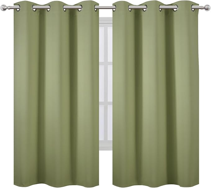 LEMOMO Blackout Curtains 42 x 63 inch/Sage Green Curtains Set of 2 Panels/Thermal Insulated Room Darkening Bedroom Curtains