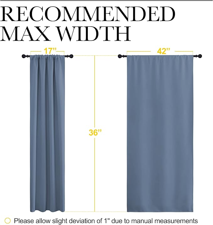 NICETOWN RV Blackout Curtains for Camper Windows, Short Blackout Curtains & Drapes, Thermal Insulated Blackout Curtain Panels for Kids Room, Play Room (Stone Blue, 42" Wide by 36" Long, 2 PCs)