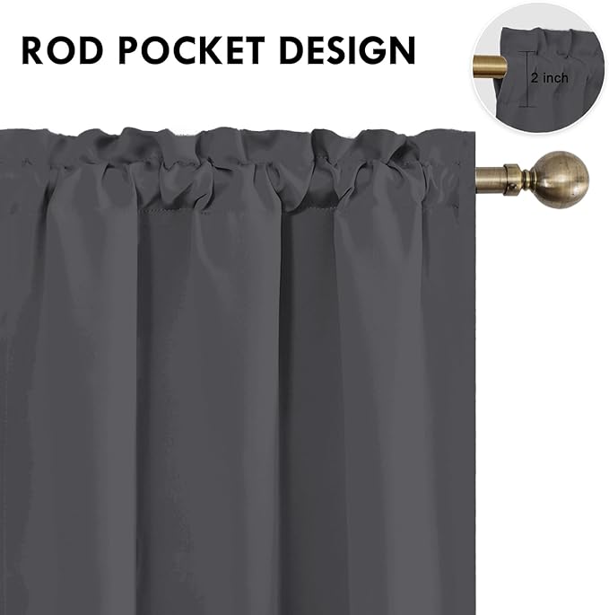 DWCN Blackout Curtains for Bedroom 84 inches Long 2 Panels Set, Solid Thermal Insulated Energy Saving Rod Pocket Window Treatment Curtains Blackout Drapes (W38 x L84 Inch, Dark Grey)