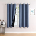 ChrisDowa 100% Blackout Curtains for Bedroom with Black Liner, 2 Thick Layers Total Blackout Thermal Insulated Grommet Small Window Curtains 2 Panels Set (Stone Blue, 42 x 45 Inch)