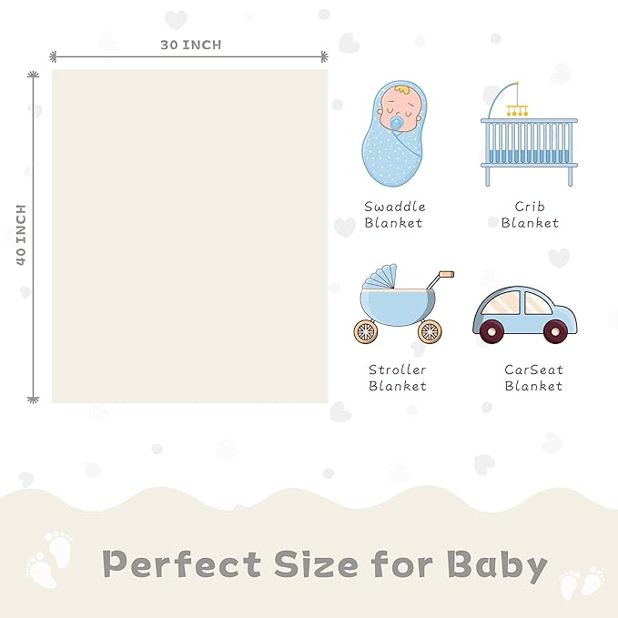 Yurhap Fleece Baby Blanket Heart Checkered Blanket, Ultra Soft Cozy Baby Blankets for Boys Girls, Fluffy Infant Toddler Newborn Receiving Blankets for Crib Stroller 30”×40” (Cream)