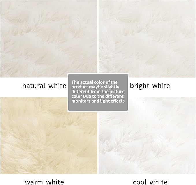 Faux Fur Rug Sofa Chairs Cover, White Small Rug for Bedroom, 2X3 Shaggy Furry Rugs for Kids Room, Shag Fluffy Rugs for Nursery Room, Soft Fuzzy Plush Carpet, Cute Floor Dorm Decor