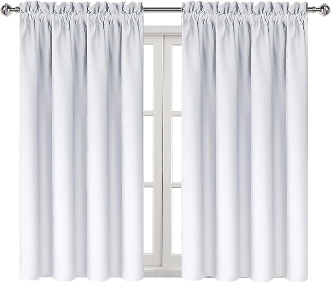 DWCN White Room Darkening Blackout Curtains - Thermal Insulated Privacy Energy Saving Window Curtain Drapes 52 x 45 inch Length, Set of 2 Bedroom Living Room Curtains