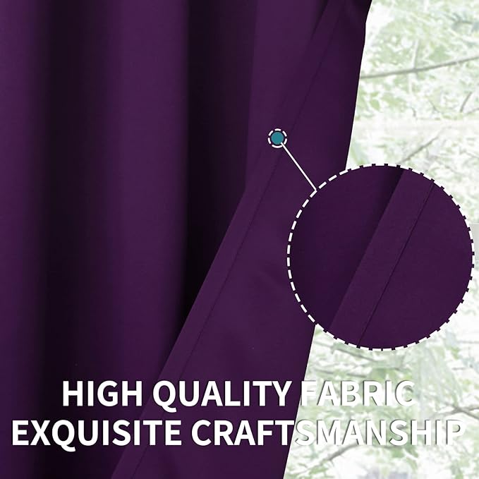 BGment Blackout Curtains - Grommet Thermal Insulated Room Darkening Bedroom and Living Room Curtain, Set of 2 Panels (38 x 45 Inch, Purple)
