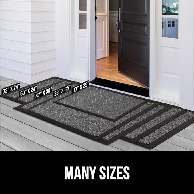 GORILLA GRIP 100% Waterproof All-Season WeatherMAX Doormat, US Designed Natural Rubber, Stain and Fade Resistant, Low Profile Indoor Outdoor Door Mats, Easy Clean Patio Mat, 29x17, Taupe Basket Weave