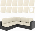 hyha 12Pcs Patio Cushion Covers, Stretch Outdoor Couch Cushion Covers Replacement, Washable Outdoor Chair/Sofa Slipcovers for Patio Furniture Cushions Protector with Elastic Bottom(Beige,Cover Only)