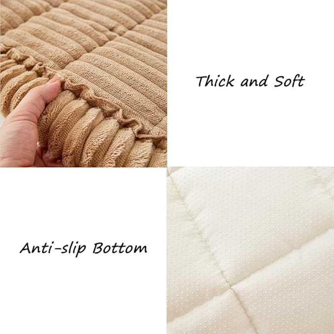 Couch Cover for Dogs Washable, Fuzzy Pet Couch Covers for 3 Cushion Sofa Pet Friendly, Non Slip Sofa Cover (Light Brown, 23.6" x 47"/60 x 120cm)