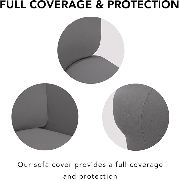PureFit Super Stretch Sofa Slipcover – Spandex Non Slip Soft Couch Sofa Cover, Washable Furniture Protector with Non Skid Foam and Elastic Bottom for Kids, Pets (Oversized, Light Gray)