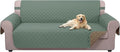 U-NICE HOME Large Sofa Cover Reversible Couch Cover for Dogs with Elastic Straps Water Resistant Furniture Protector for Pets Couch Cover for 4 Cushion Couch (Oversized Sofa, Greyish Green/Taupe)